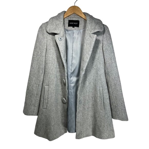 Nine West Wool Blend Blazer Peacoat Longline Women 4 Business Casual Preppy Twee - Picture 1 of 12